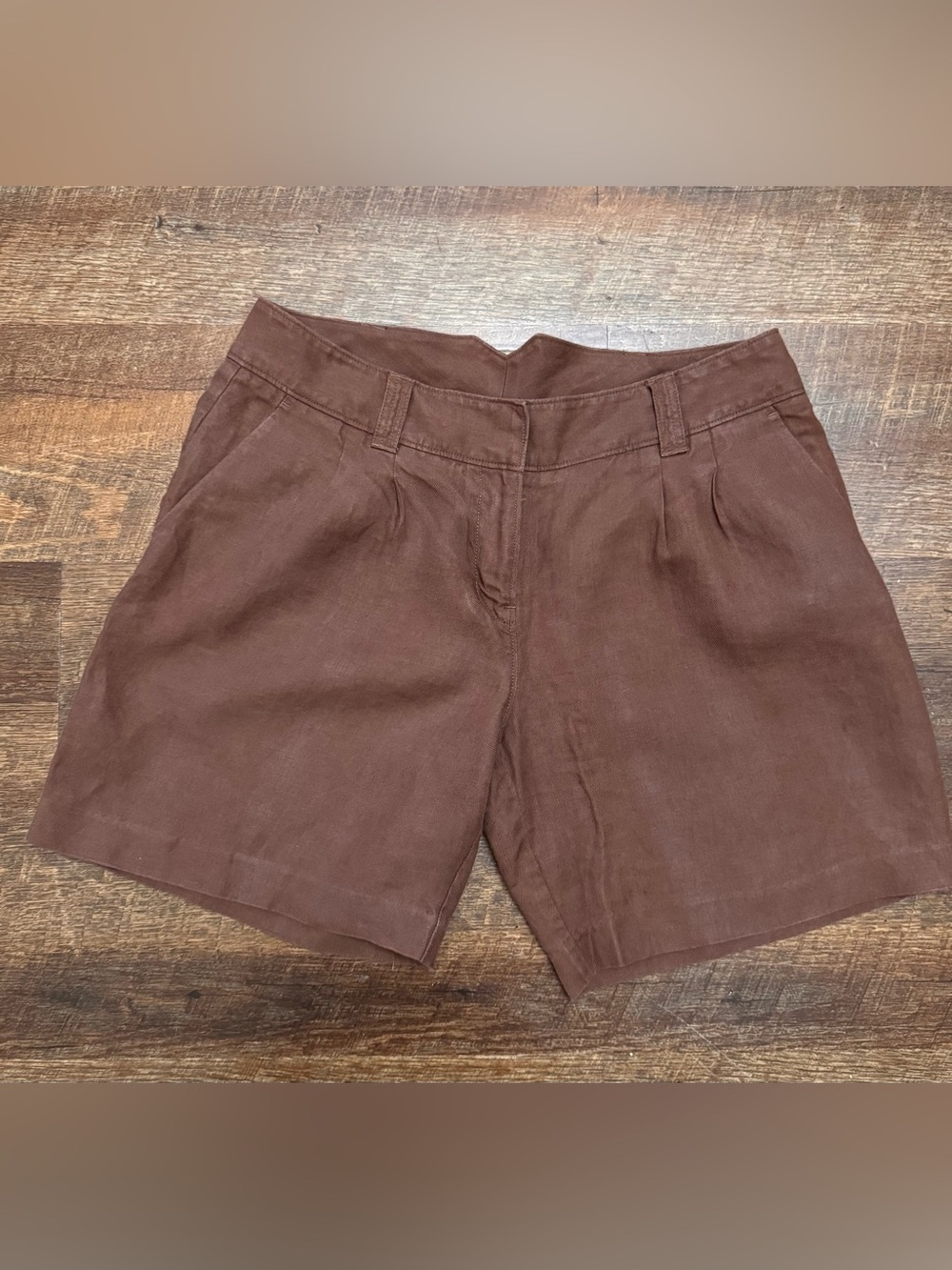 Tommy Bahama Brown 100% Linen Bermuda Shorts Women Size 12/14